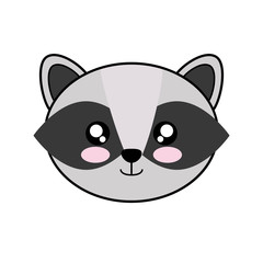 kawaii raccoon animal icon over white background vector illustration