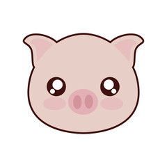 kawaii piggy animal icon over white background vector illustration