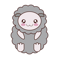 kawaii sheep animal icon over white background vector illustration