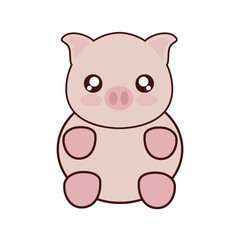 kawaii piggy animal icon over white background vector illustration