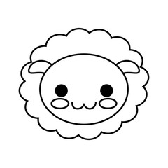 kawaii sheep animal icon over white background vector illustration