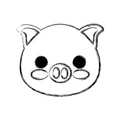kawaii pig icon over white background vector illustration