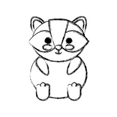 kawaii raccoon icon over white background vector illustration