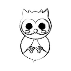 kawaii owl icon over white background vector illustration