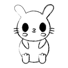 kawaii rabbit icon over white background vector illustration
