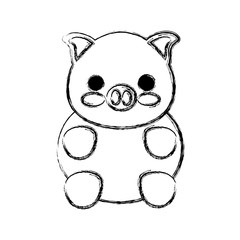 Obraz premium kawaii pig icon over white background vector illustration