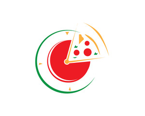 Modern Delicious Restaurant Logo - Pizza Happy Hour Symbol