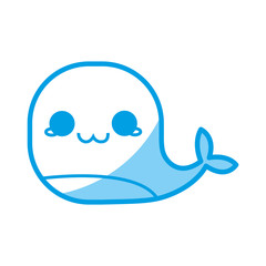 kawaii whale icon over white background vector illustration