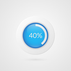 40 percent blue pie chart. Percentage vector infographics. Circle diagram isolated symbol. Business illustration icon for marketing presentation, project, data report, information, plan, web design