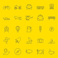 transportation and travel thin line icons