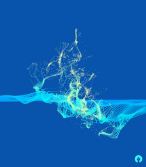 Array with Dynamic Emitted Particles. Water Splash Imitation. Abstract Background. Vector Illustration.