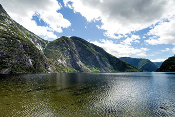 Eidfjordvatnet, moraine-dammed lake in the municipality of Eidfjord in Hordaland county, Norway