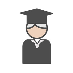 College graduate avatar with mortarboard. Isolated vector illustration. Occupation icon