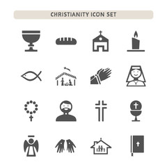 Christianity icons set on white background