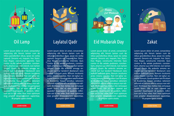 Ramadan and Eid Mubarak Vertical Banner Concept