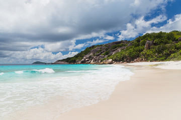island beach in indian ocean on seychelles