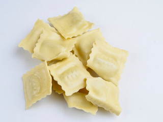 Ravioli on white background