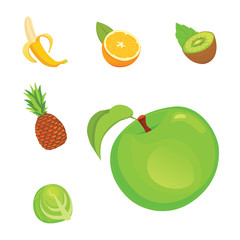 Health food isolated flat illustrations. Fresh Fruits icons