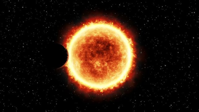 The rotation of a planet around a star, realistic footage, loop
