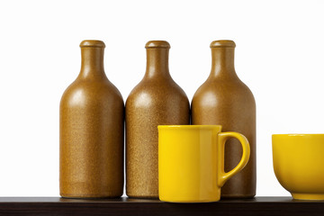 Ceramic bottles and cups