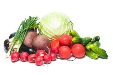 Set of vegetables on a white background