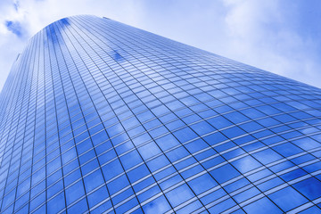Fototapeta na wymiar Office building in blue tones - detail view