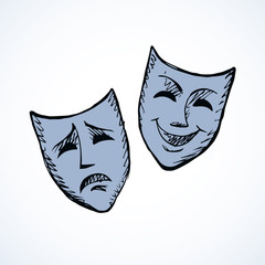 Comedy and tragedy theatrical masks. Vector illustration