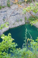 Blue water in the mine