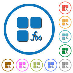 Component functions icons with shadows and outlines