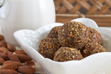 Raw vegan almond pulp cookies with mixed seeds