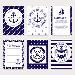 Vector sea and nautical card and banners.
