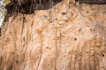 The layers of the earth in a clay pit