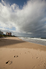 Footprints on a beach in South Africa
