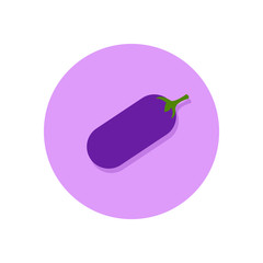 Aubergine flat icon. Round colorful button, Eggplant circular vector sign, logo illustration. Flat style design