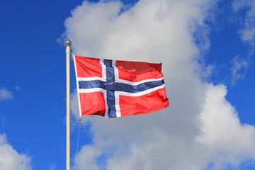 Flag of Norway against Summer Sky