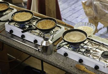 Pans with tortillas