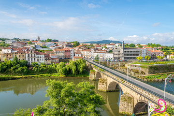 Fototapeta na wymiar View at the Barcelinhos town with Cavado river - Portugal