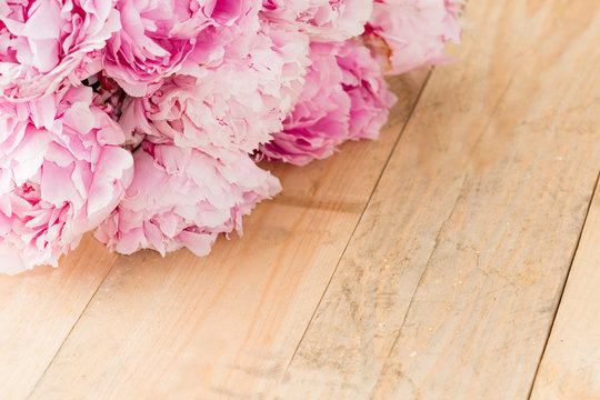 peonies flowers on table