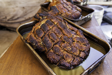 Roasted pork ham