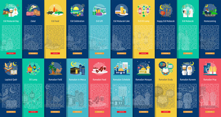 Ramadan and Eid Mubarak Vertical Banner Concept