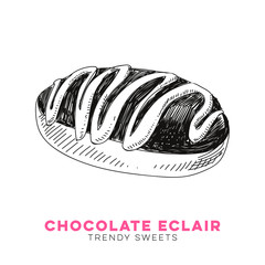 Vector hand drawn eclair Illustration.