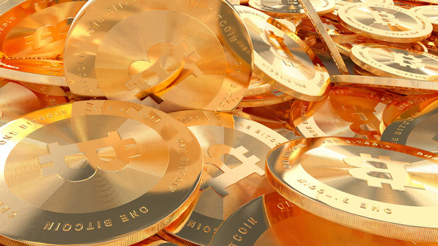 Gold bitcoin internet money 3d visualisation