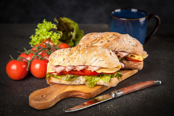 Delicious ciabatta sandwich