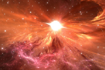 Supernova-Explosion mit Nebel im Hintergrund © Peter Jurik
