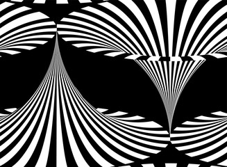 Abstract vector seamless op art pattern. Monochrome graphic ornament. © sebos