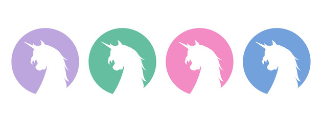 Einhornkopf Silhouette Set