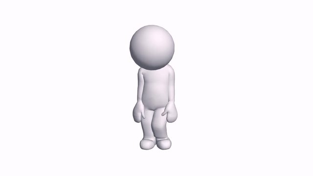 3D cartoon character depressed dejected & sigh sad,comics people looking down crying.