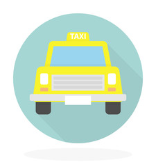 Taxi cab icon with long shadow