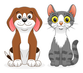 Cartoon dog and cat