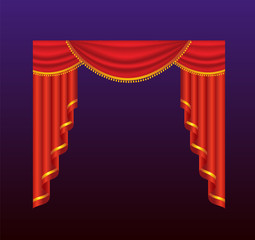Curtains - realistic vector red drapes illustration